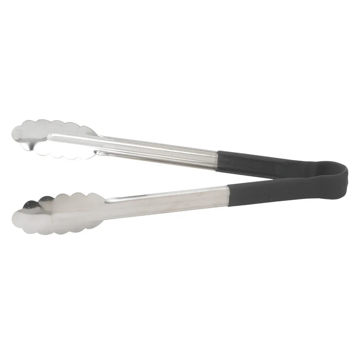 Winco 12" Heat Resistant Utility Tongs heavy Duty, Black Handle