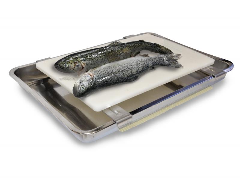 Nella Filet Cutting Board with Stainless Steel Drip Pan 15.4" x 10.2"