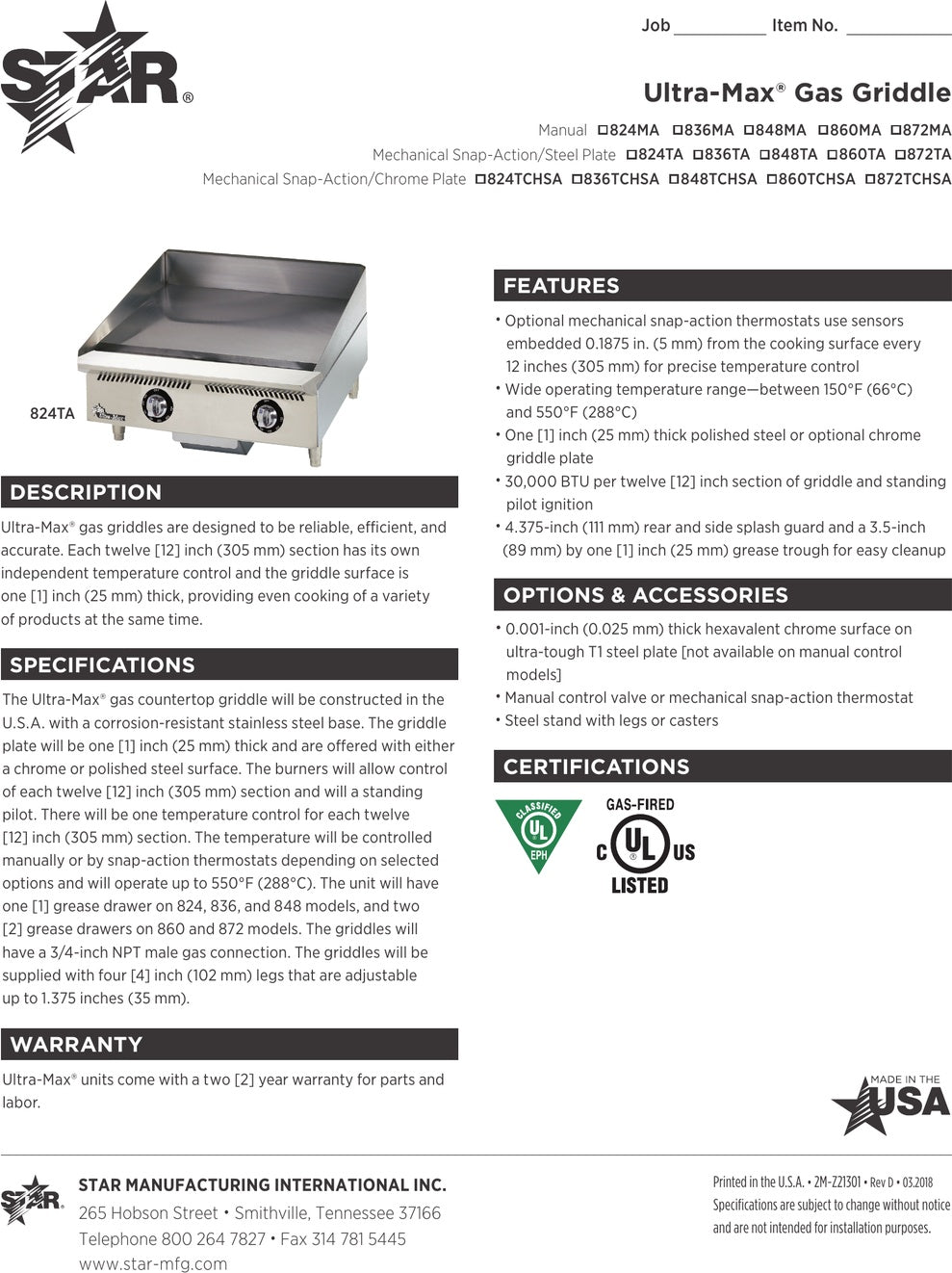 Spec Sheet