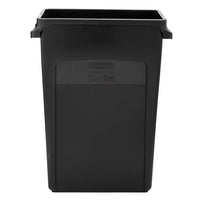 Rubbermaid 23 Gallon Rectangular Slim Jim Trash Receptacle with Venting Channels, Black