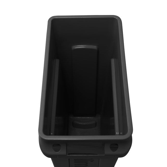 Rubbermaid 23 Gallon Rectangular Slim Jim Trash Receptacle with Venting Channels, Black