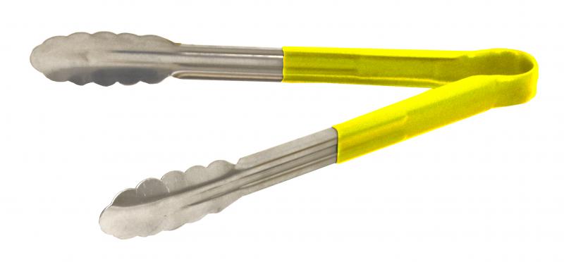 Nella 12" Tongs with Plastic Handle, Yellow