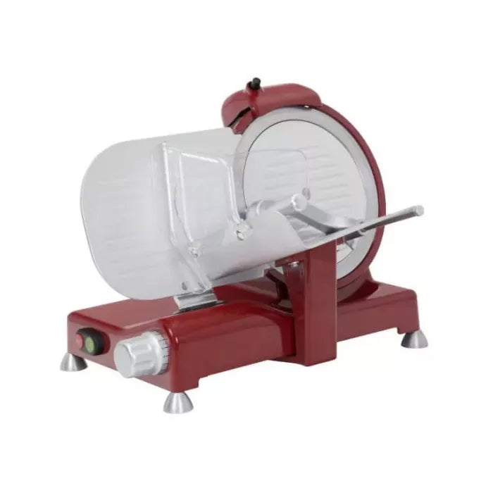 Greban Luxury 8" Meat Slicer with Red Base & Black Knobs, 0.19 HP