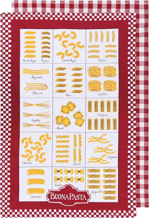 Now Designs Buona Pasta 18" x 28" Printed Dish Towels, Set of 2
