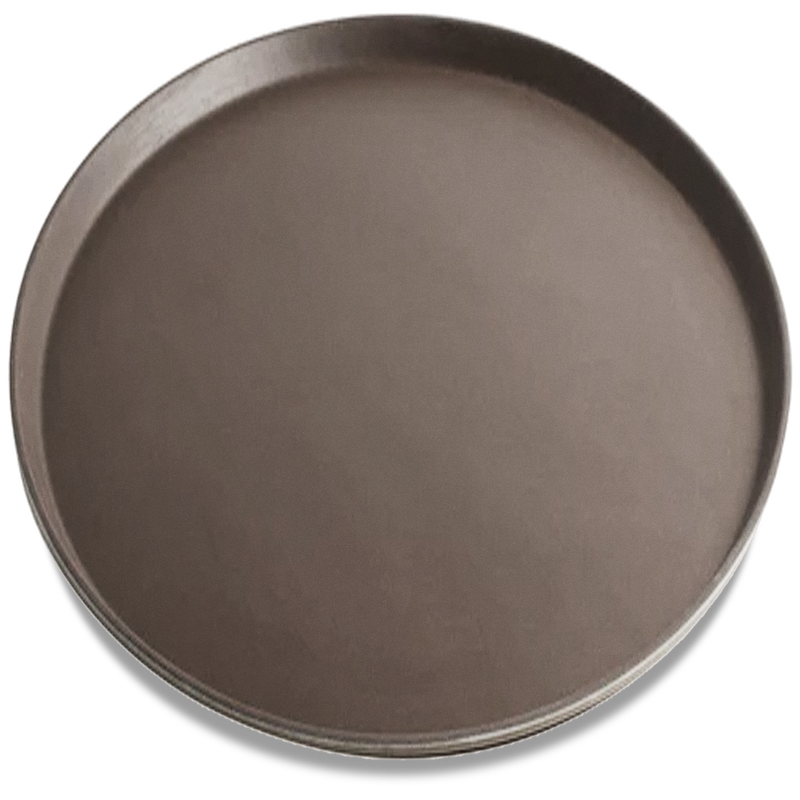Nella 16" Round Serving Tray with Non Skid Surface, Brown