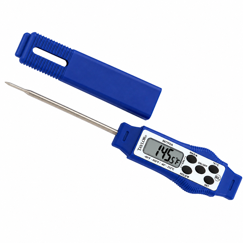 Taylor Waterproof Compact Pocket Thermometer, Blue, -40° to 450°F