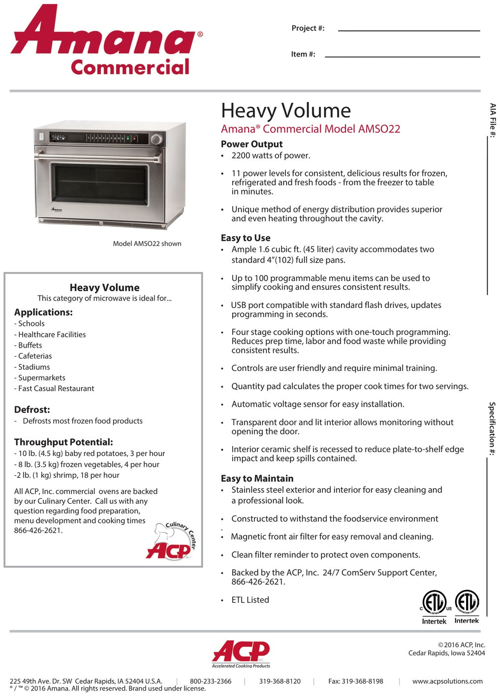 Spec Sheet