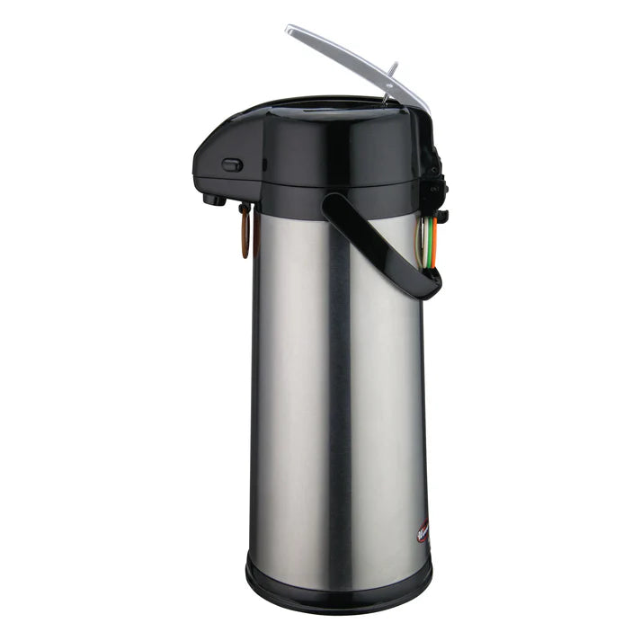 Winco 3 Litre Glass Lined Airpot with Lever Top, Stainless Steel