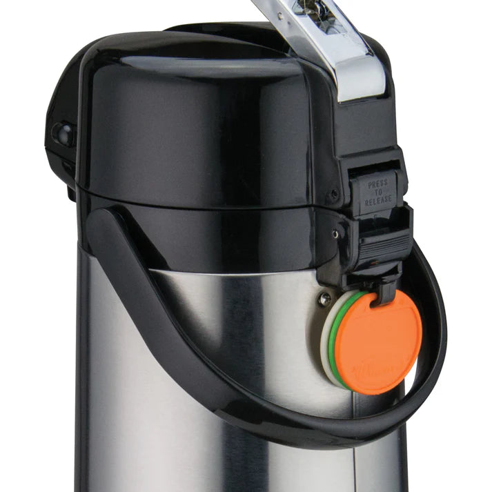 Winco 3 Litre Glass Lined Airpot with Lever Top, Stainless Steel