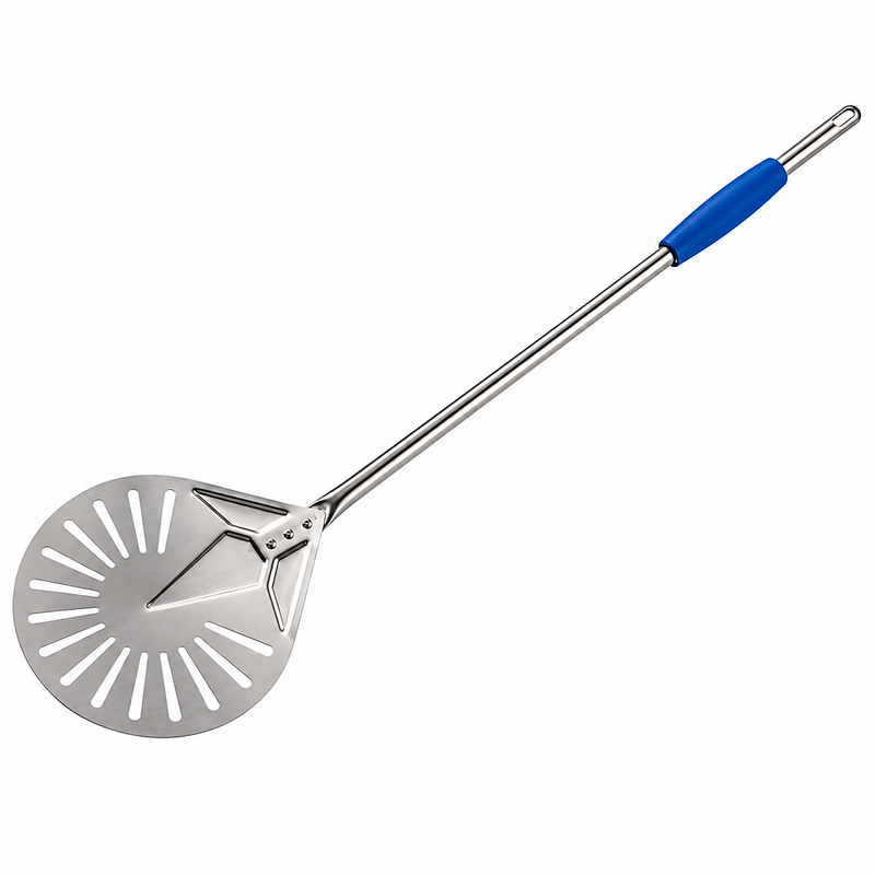 Gi Metal 10" Round Turning Pizza Peel Perforated, Stainless Steel