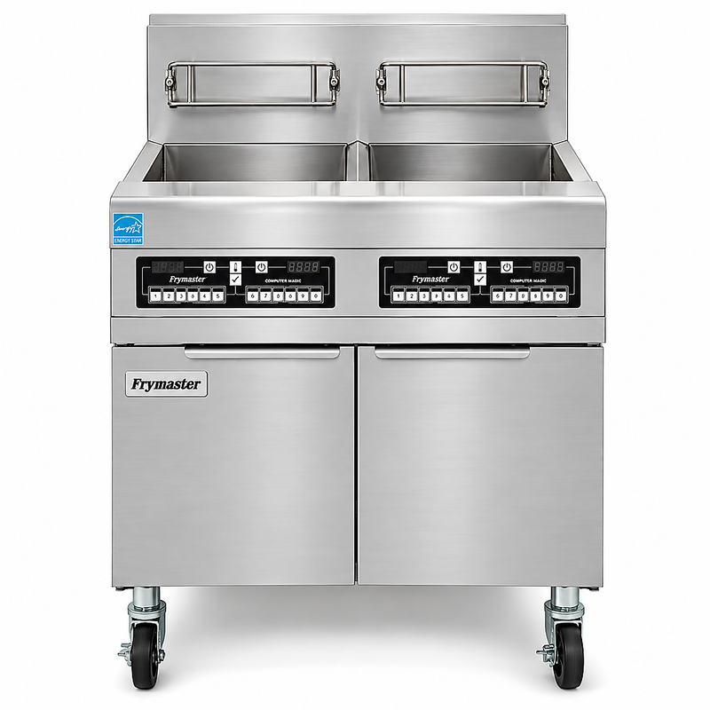 Frymaster 2 x 50 lb High Efficiency Floor Fryer with Built-In Filtration 160,000 BTU