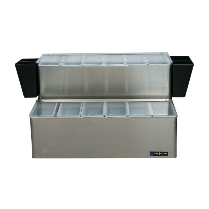San Jamar EZ-Chill Condiment Bar with 12 Compartments, Stainless Steel, 20.9" x 12" x 12.75"