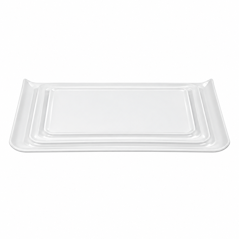 Fine Bone China William 12" x 5.5" Curled Rectangle Tray, White, 5 /Case