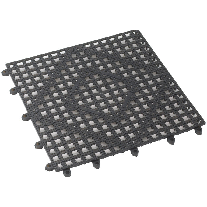 Winco 12" x 12" Interlocking Bar Mat, Dark Smoke