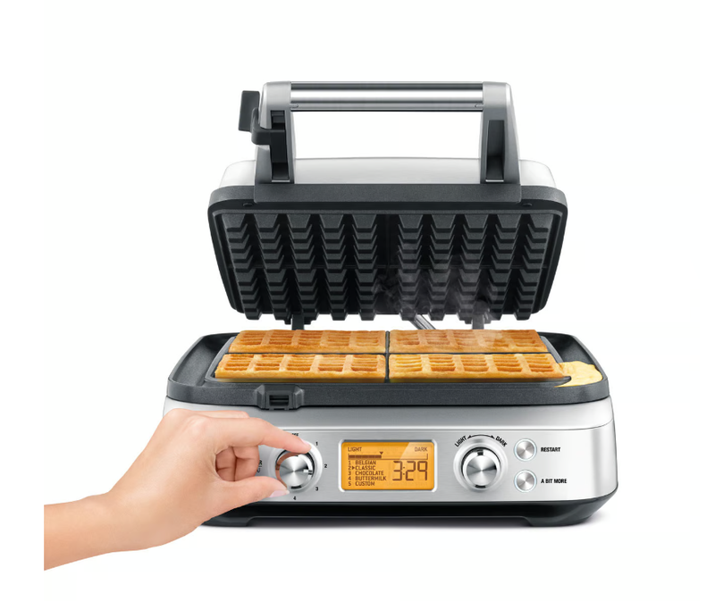Breville The Smart Waffle Pro 4 Slice Waffle Maker, Silver
