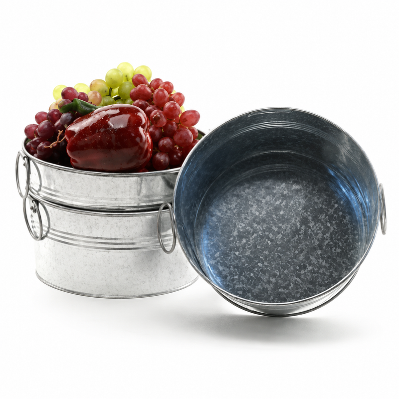 Buhi Imports 8" Round Galvanized Tub