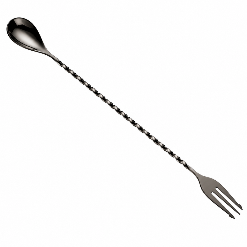 Barfly 12" Bar Spoon with Fork End, Gun Metal