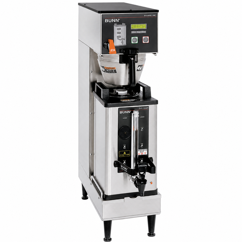Bunn BrewWise Single Soft Heat DBC Brewer with Funnel Locks, 182 Cups /Hour