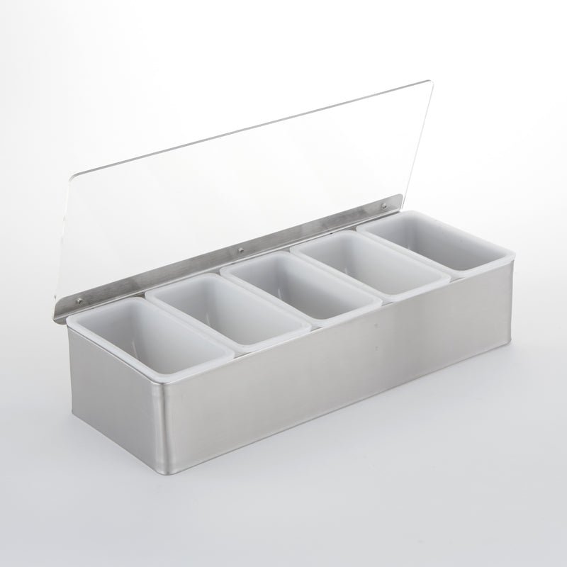 American Metalcraft Condiment Holder, Stainless Steel, 14.75" x 5.75" x 3.5"