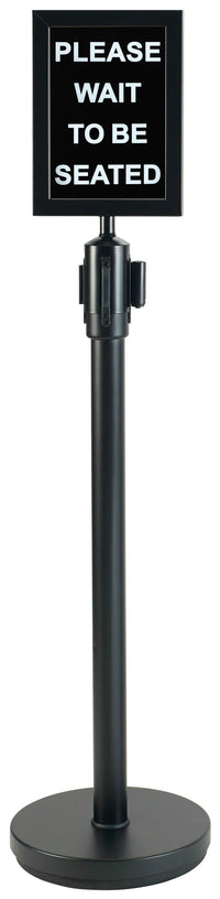 Winco 35.5" Stanchion Post with 6.5" Retractable Belt, Black