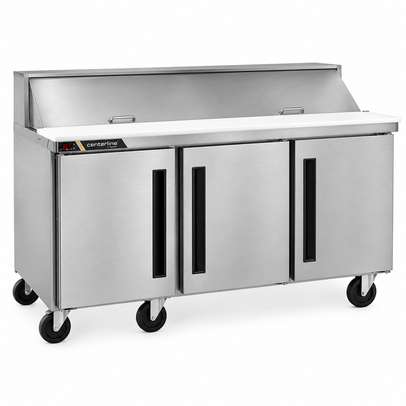 Centerline 72" Megatop Sandwich Prep Table with 3 Solid Doors