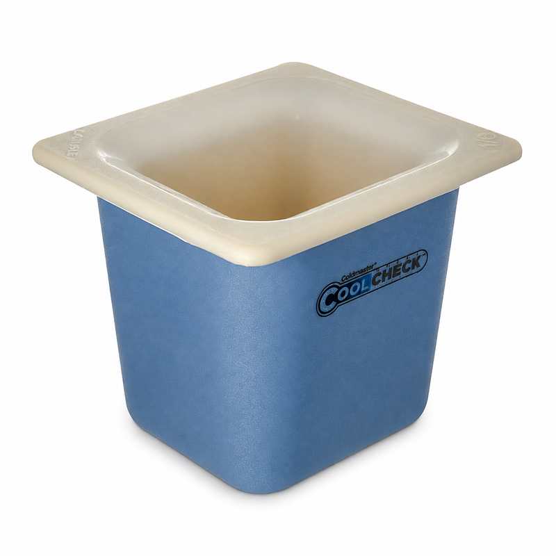Carlisle Coldmaster Coolcheck 1/6 Size Insulated Food Pan, 6" Deep, White/Blue
