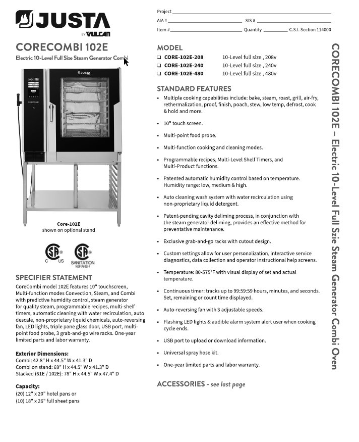 Specs Sheet