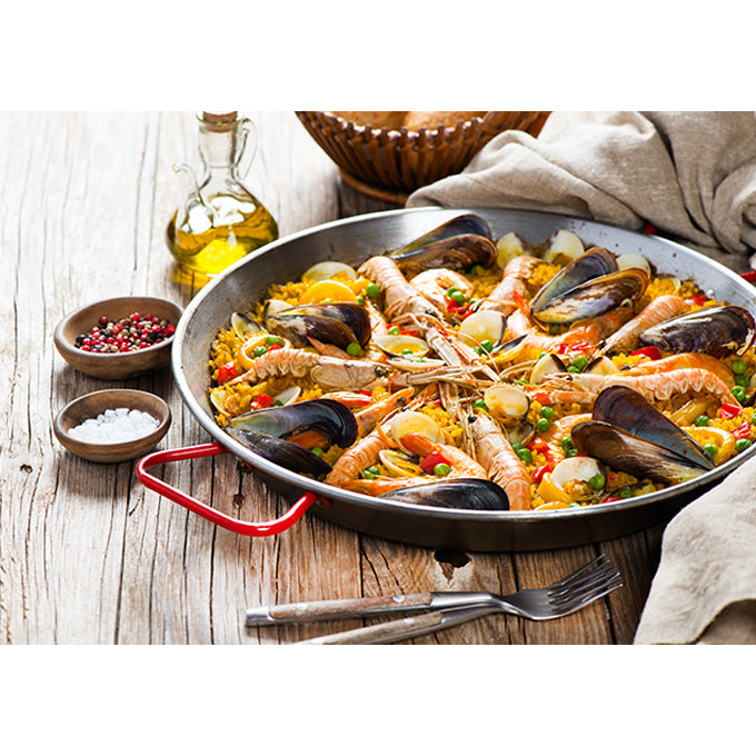 Winco 14.1" Paella Pan, Polished Carbon Steel