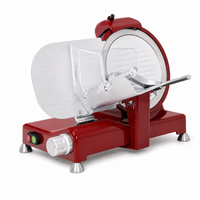 Greban Luxury 8" Meat Slicer with Red Base & Black Knobs, 0.19 HP
