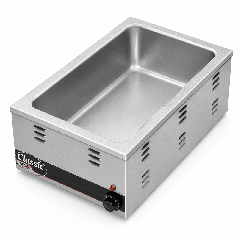 APW Wyott 12" x 27" Electric Countertop Food Pan Warmer, Can Fit Four 1/3 Size Pans