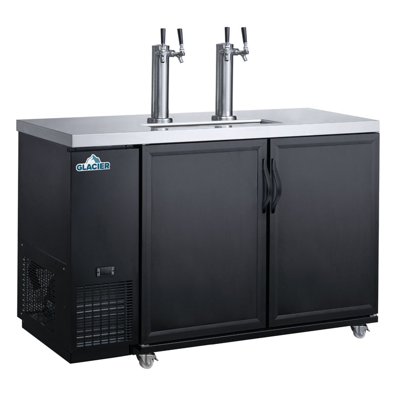 Glacier 56" Draft Beer Refrigerator with 2 Solid Door & 2 Kegs