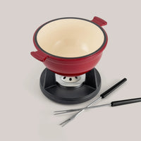 Swissmar Lucerne 10 Piece Cast Iron Fondue Set, Cherry Red