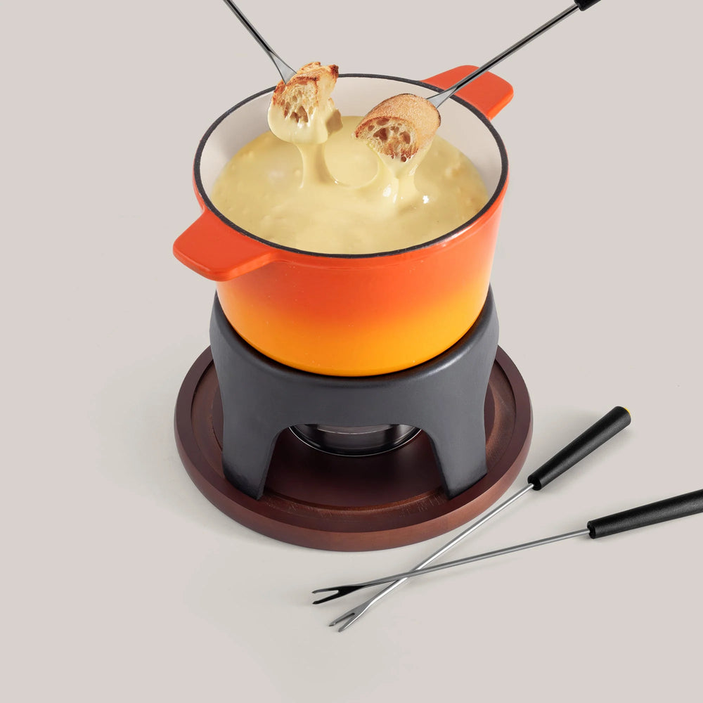 Swissmar Sierra 11 Piece Cast Iron Fondue Set, Orange