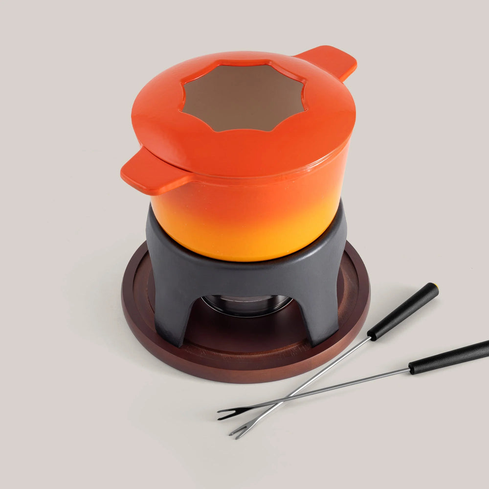 Swissmar Sierra 11 Piece Cast Iron Fondue Set, Orange
