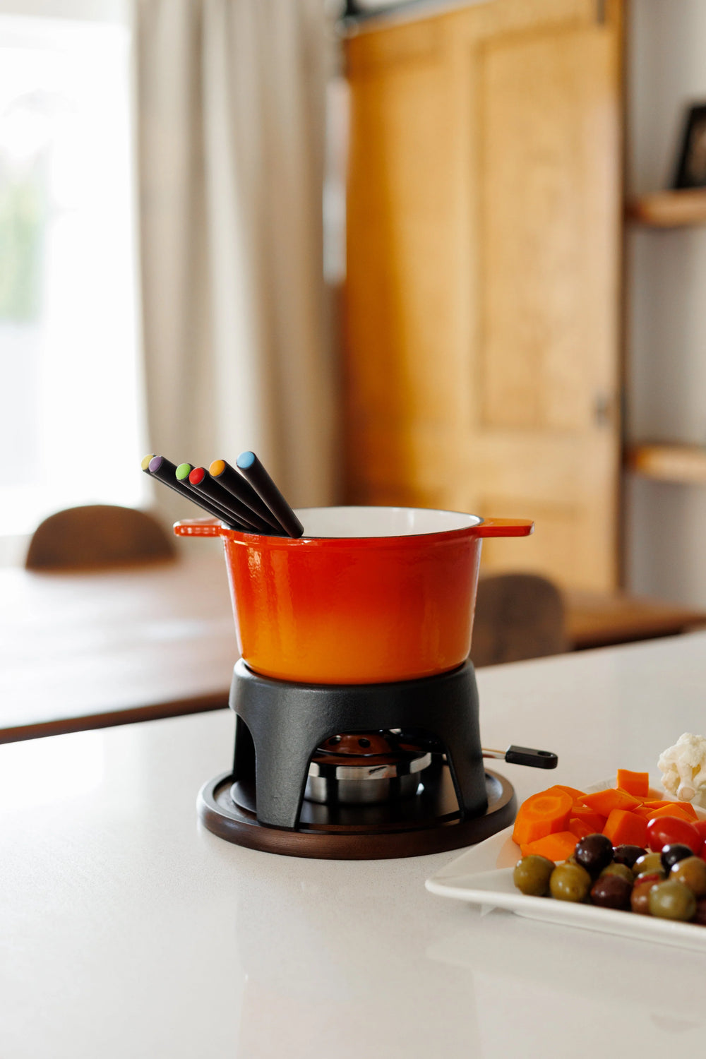 Swissmar Sierra 11 Piece Cast Iron Fondue Set, Orange