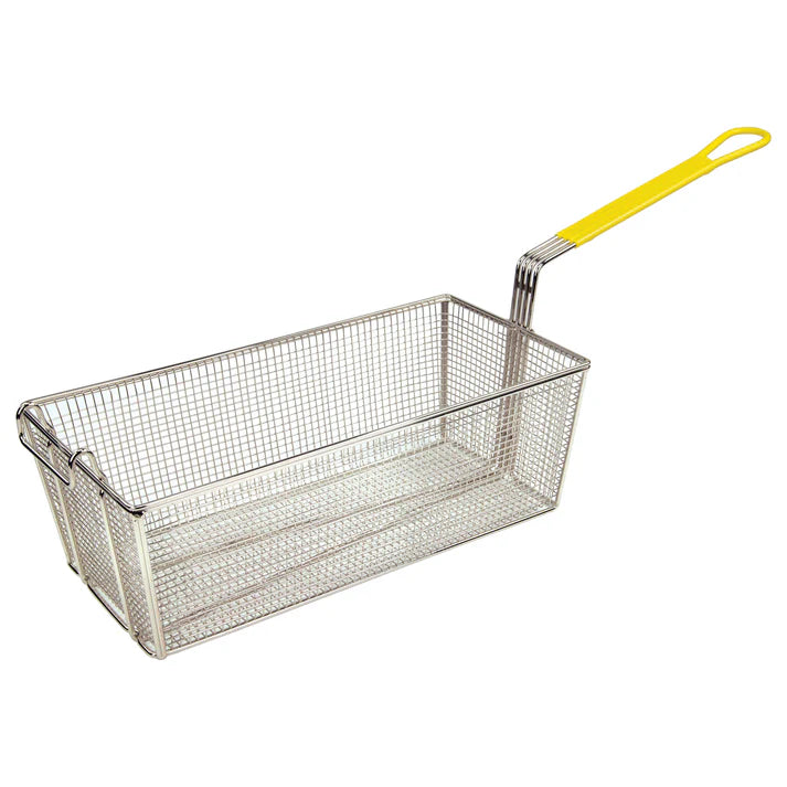 Winco Fryer Basket 17" x 8.5" x 6" with Yellow Handle