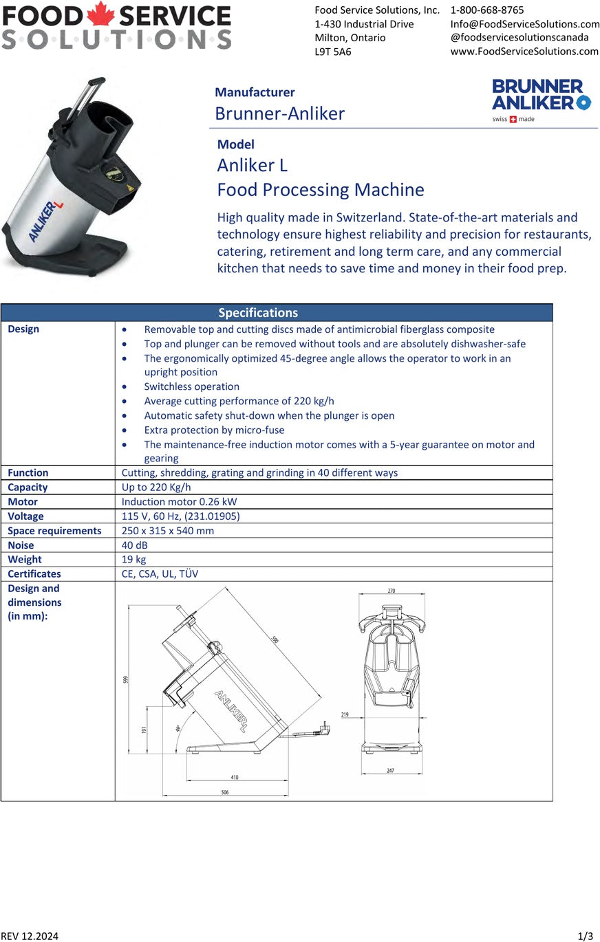 Spec Sheet