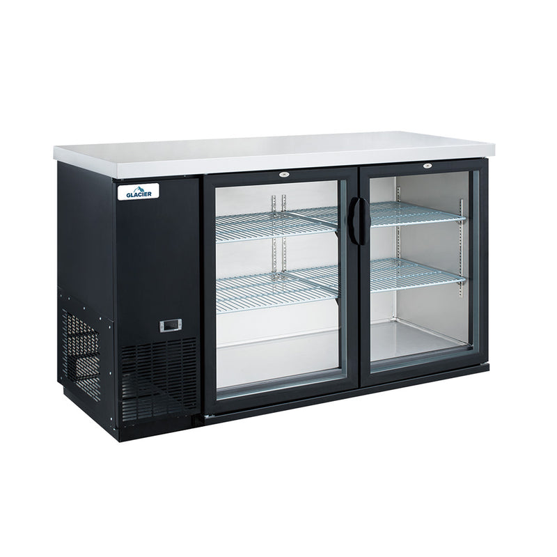 Glacier 61" Back Bar Refrigerator with 2 Glass Swing Doors