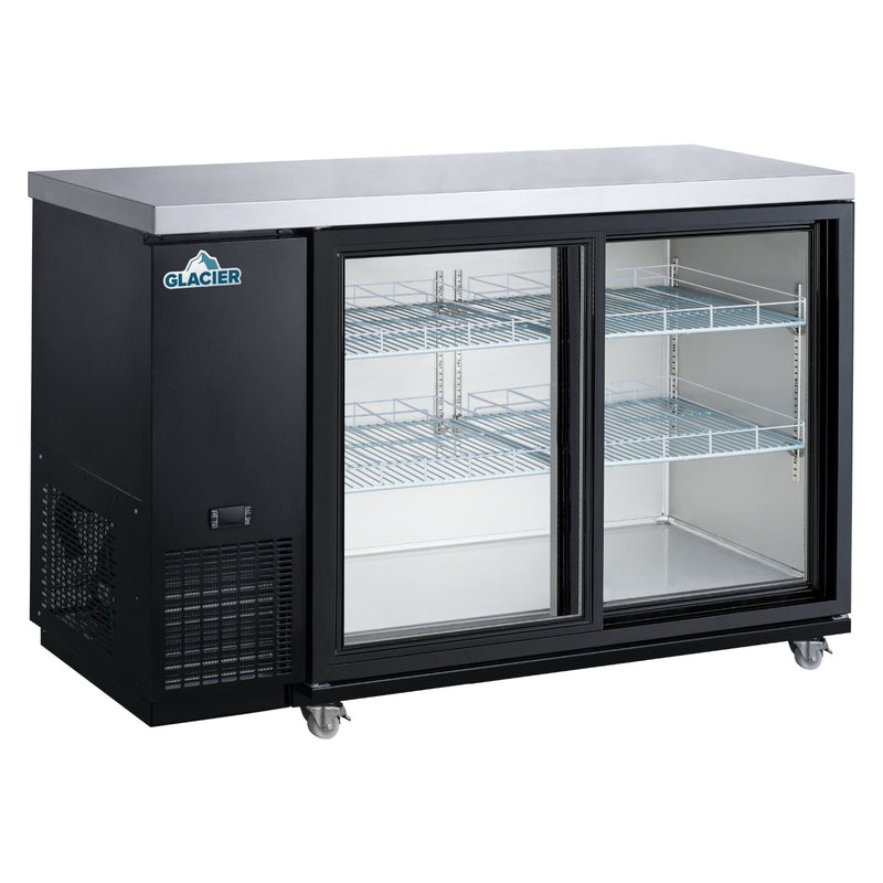 Glacier 56" Back Bar Refrigerator with 2 Glass Sliding Doors