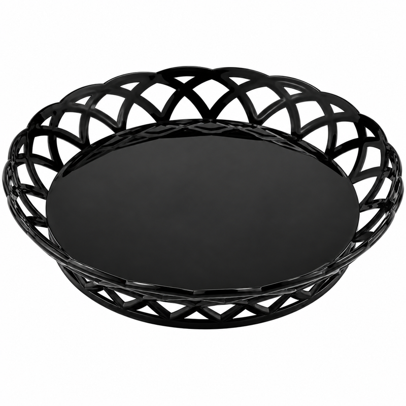 GET 10.5" Round Plastic Fast Food Basket, Black, 12 /Case