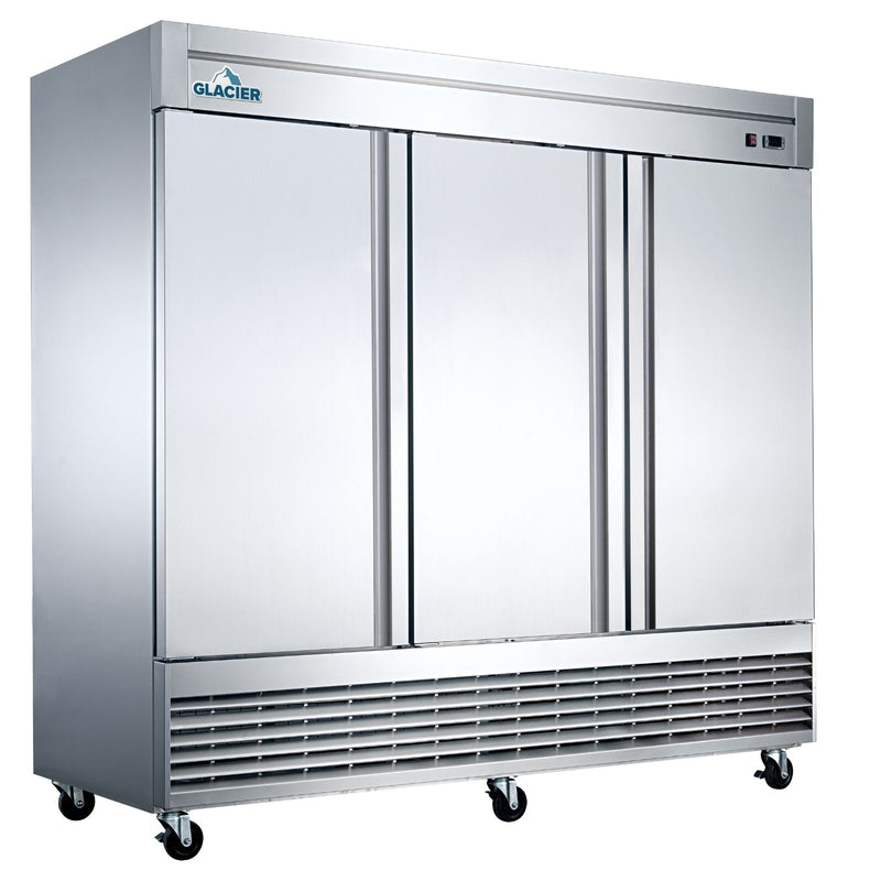 Glacier 82" Solid Three Door Reach In Freezer