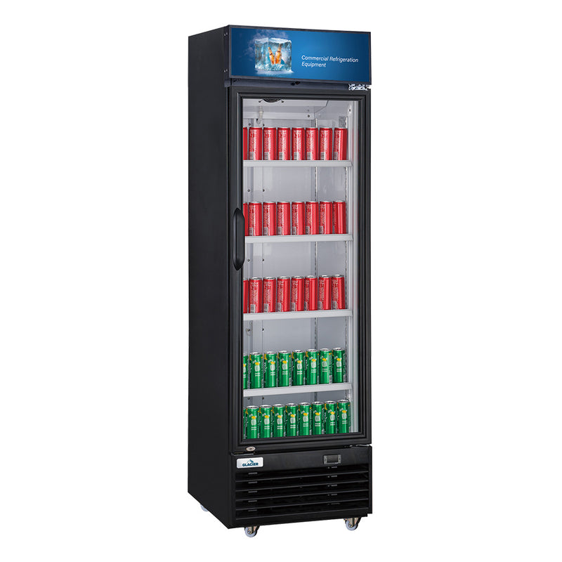 Glacier 24" Merchandiser Refrigerator with 1 Glass Door, Black Exterior
