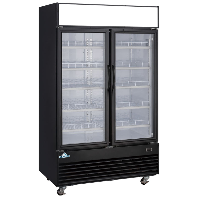 Glacier 47.5" Merchandiser Refrigerator with 2 Glass Swing Doors, Black Exterior
