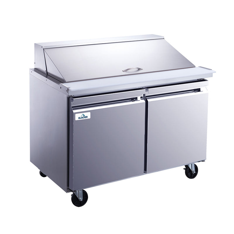 Glacier GMT-48-18 48" Sandwich / Salad 18 Pan Refrigerated Megatop Prep Table with 2 Door
