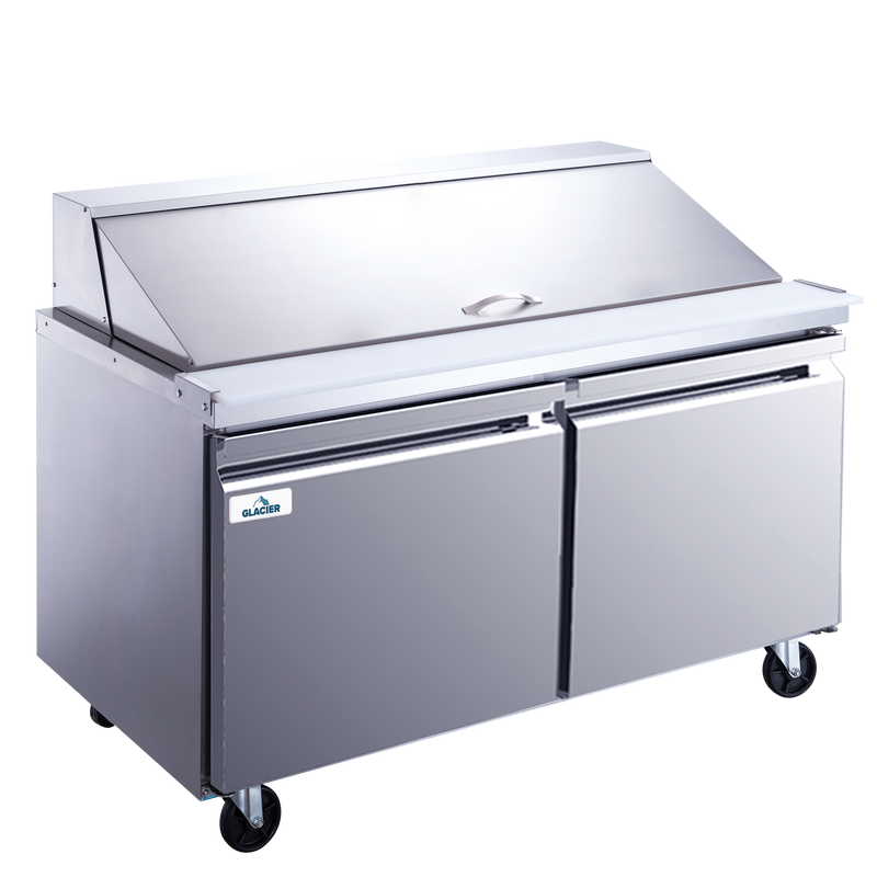 Glacier GMT-60-24 60" Sandwich / Salad 24 Pan Refrigerated Megatop Prep Table with 2 Door