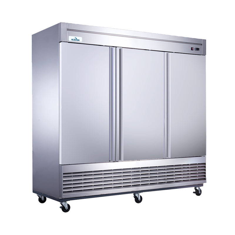 Glacier GR-3 82" Reach In Refrigerator with 3 Solid Doors