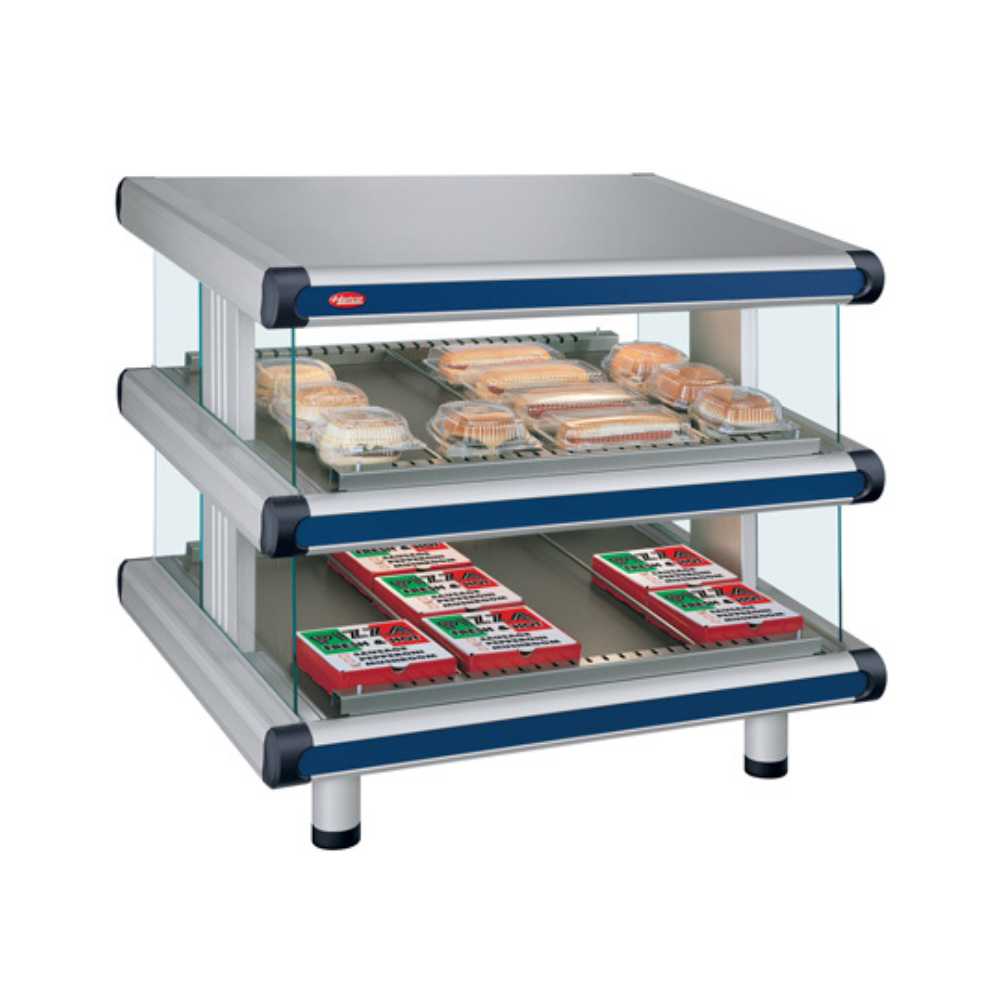 Hatco Glo-Ray Designer 30" Slanted Double Shelf Heated Merchandiser, Grey