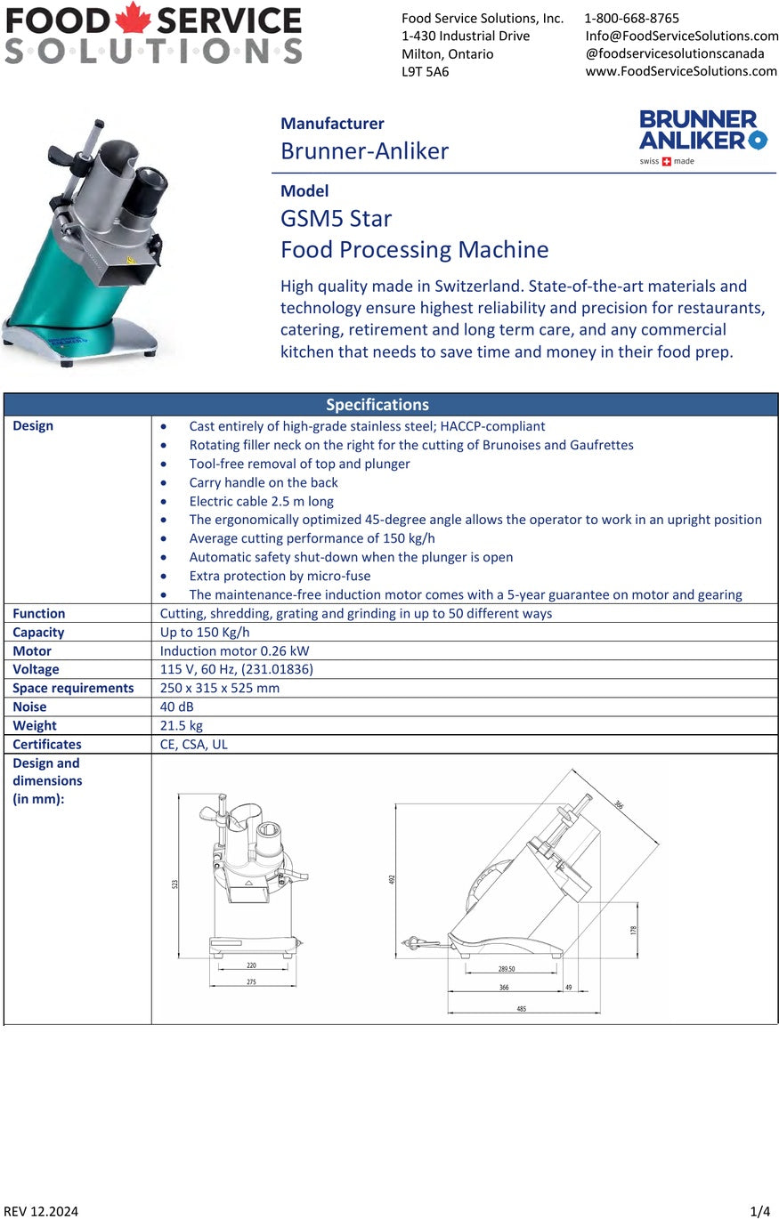 Spec Sheet