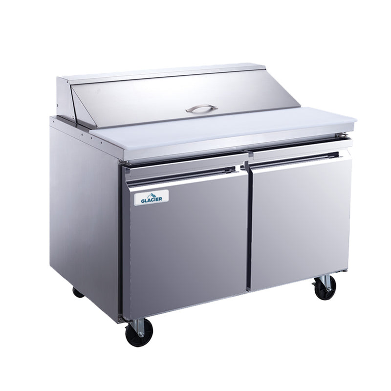 Glacier GST-48-12 48" Sandwich / Salad 12 Pan Refrigerated Prep Table, 2 Doors