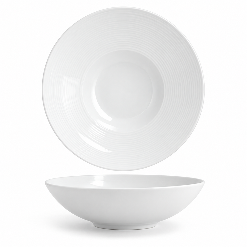 Front Of The House Spiral 80 Oz Wide Bowl, White 6 /Case
